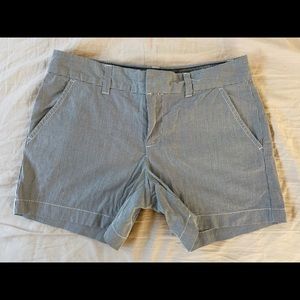 Navy and white striped shorts. Size 4.